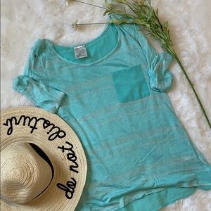 🌺jella  couture teal striped sweater size s